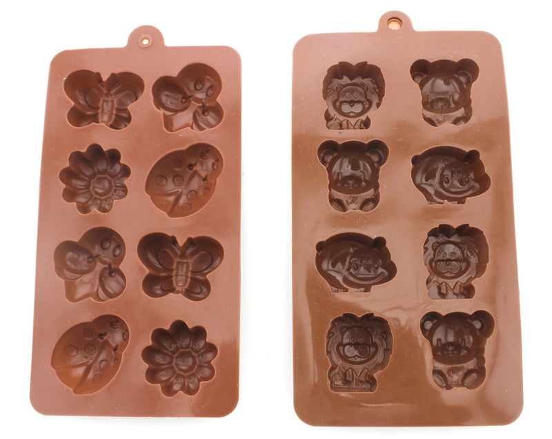 FIVOENDAR Non-stick Candy Jelly Molds, Chocolate Molds, Soap Molds, Silicone Baking Molds - Forest Cute Theme Happy Bear, Lion, Hippo - More Fun, Toy Kids Set, Set of 2 (Animal) - Image 2